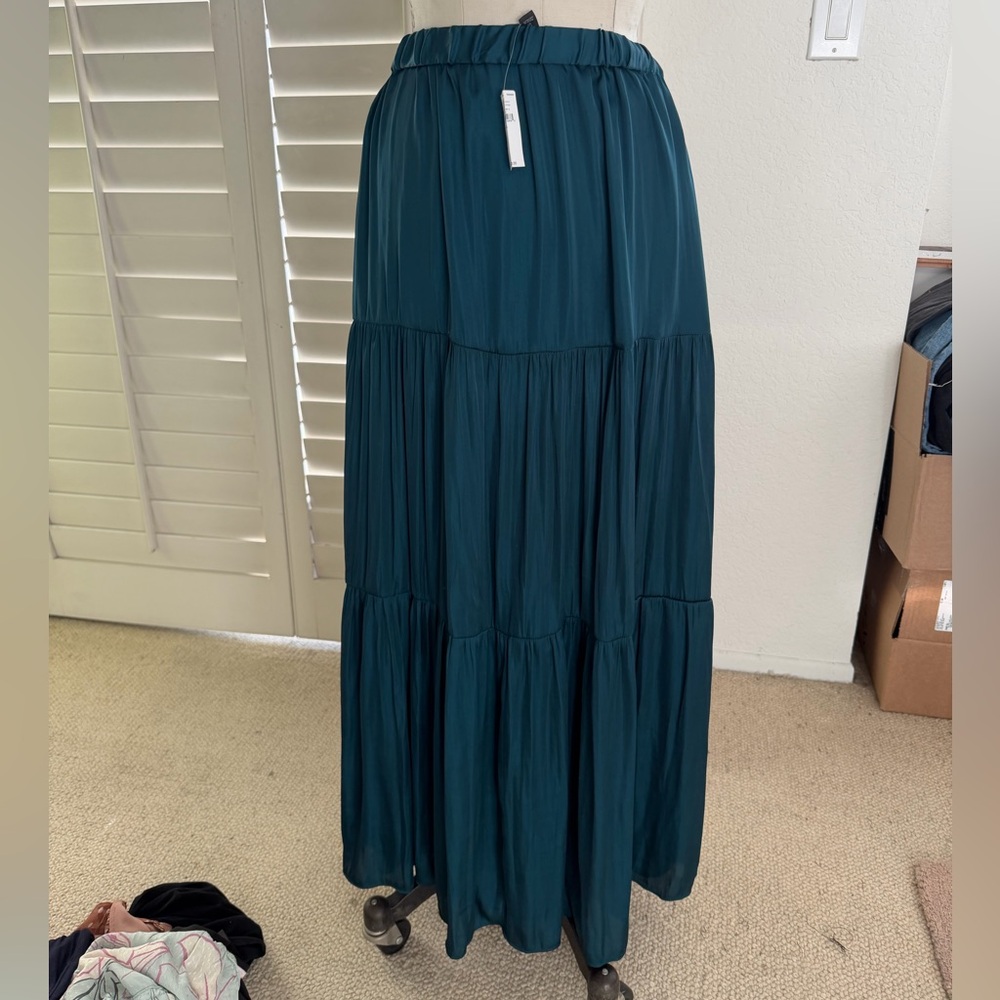 Tiered Maxi Skirt in Deep Teal